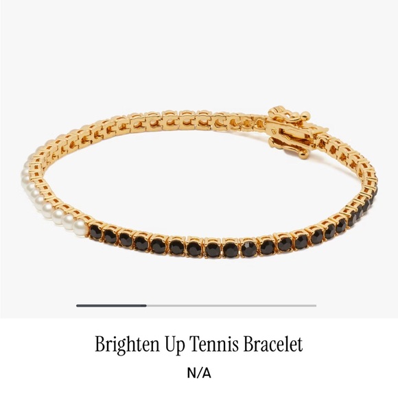 Kate Spade Brighten Up Tennis Bracelet. Black cubic zirconia + white pearls. NWT - Picture 2 of 6